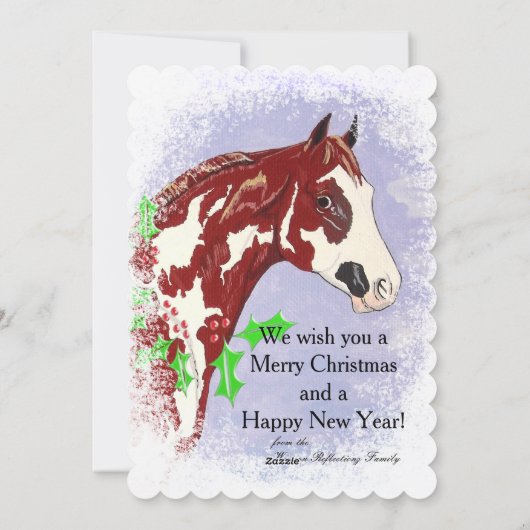 Overo Paint Horse (Kerstmis) Feestdagenkaart (Achterkant)