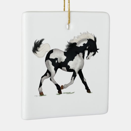 Overo Piebald Paint Horse Persoonlijke Kerstmis Keramisch Ornament (Rechts)