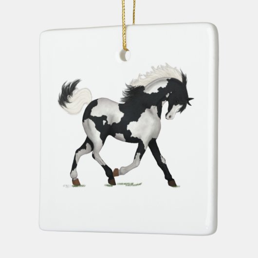 Overo Piebald Paint Horse Persoonlijke Kerstmis Keramisch Ornament (Links)