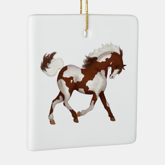 Overo Pinto Wild Horse Pony Gepersonaliseerde Kers Keramisch Ornament (Rechts)