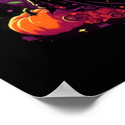 Overpeinzende heks zitten op een pompoen Poster (Hoek)