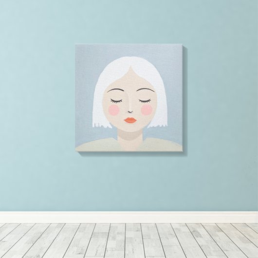 Overpeinzing - Minimalistisch portret Canvas Afdruk (Insitu (Houten vloer))