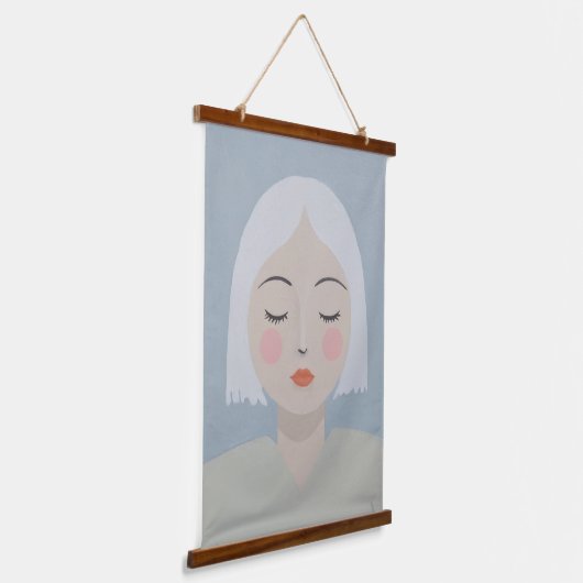 Overpeinzing - Minimalistisch portret Hangend Wandkleed (Gebogen)