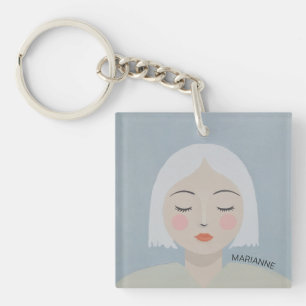 Overpeinzing - Minimalistisch portret Sleutelhanger
