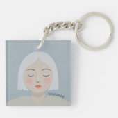 Overpeinzing - Minimalistisch portret Sleutelhanger (Achterkant)