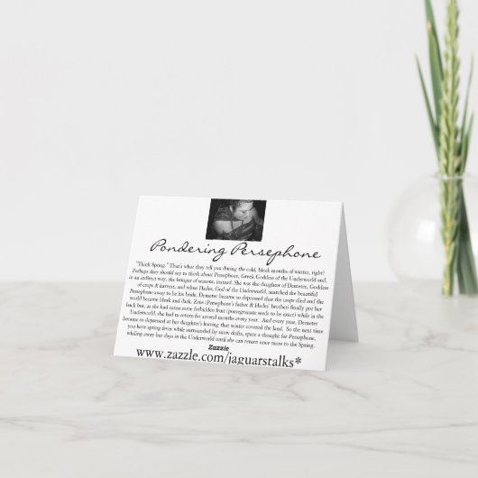 Overpeinzing Persephone; Notecard Kaart (Achterkant)