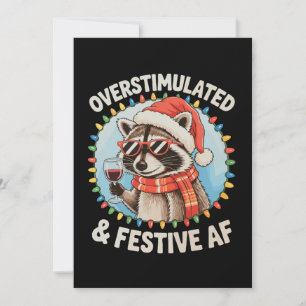 Overprikkeld en feestelijk bij Feral Raccoon Xmas Feestdagenkaart