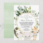 Overrijdend baby shower schattige dieren groen gou kaart (Voorkant / Achterkant)