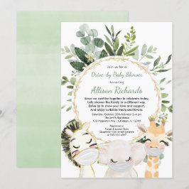 Overrijdend baby shower schattige dieren groen gou kaart