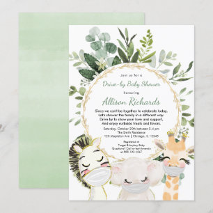 Overrijdend baby shower schattige dieren groen gou kaart