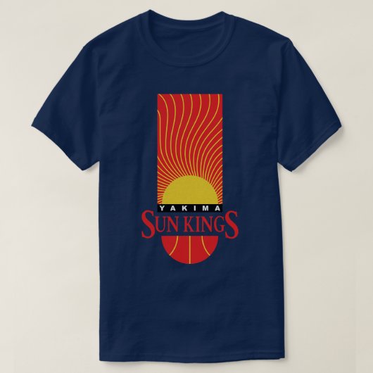 Overschrijding Yakima Sun Kings CBA Basketbal 1990 T-shirt (Design voorkant)