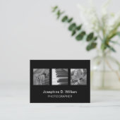 Oversize 3 foto's of logo zwart wit modern chic visitekaartje (Staand voorkant)
