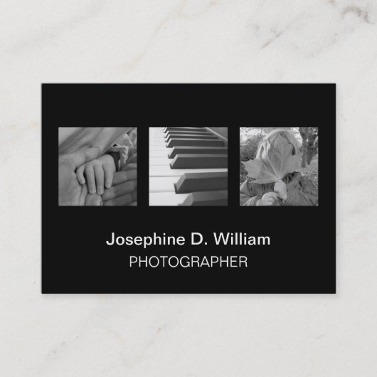 Oversize 3 foto's of logo zwart wit modern chic visitekaartje (Voorkant)
