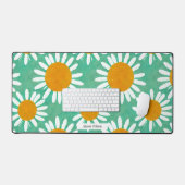 Oversize Daisy Floral Waterverf Pattern Bureaumat (Keyboard & Muis)