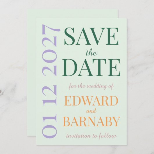 oversize letters Garden Party Save The Date (Voorkant / Achterkant)