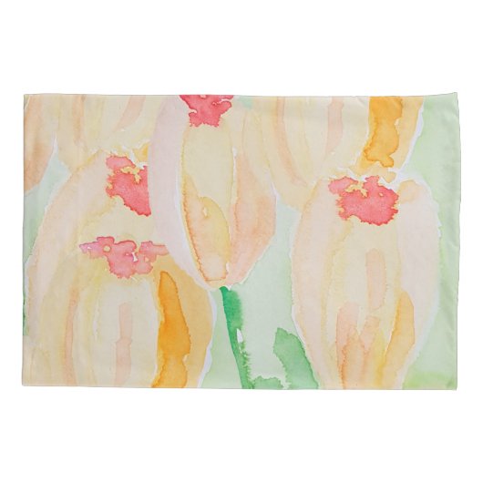 Oversized Abstracte Tulpen Waterverf Kunst Kussensloop (Achterkant)