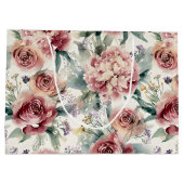Oversized botanische print roze rozen pioenrozen  groot cadeauzakje (Achterkant)