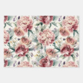 Oversized botanische print roze rozen pioenrozen inpakpapier vel (Voorkant 3)