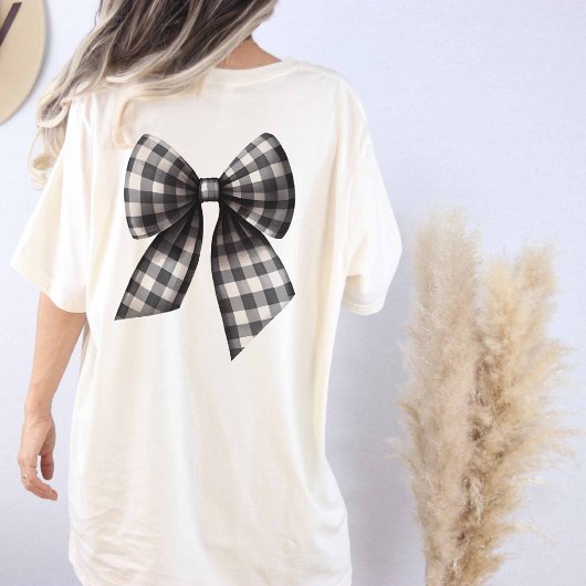 Oversized Coquette Zwart-wit Bow T-shirt