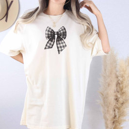 Oversized Coquette Zwart-wit Bow T-shirt