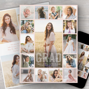 Oversized Fotocollage Roze Verloopdiploma Aankondiging