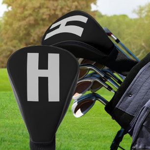 Oversized Initiaal Minimalistische Zwart en Grijs Golfheadcover