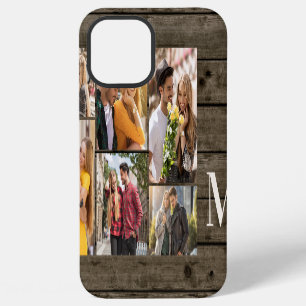 Oversized Initial 6 Foto Collage Rustieke Hout iPhone 12 Pro Max Hoesje