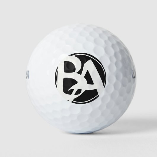 Oversized Initialen in wit en zwart Golfballen (Voorkant)