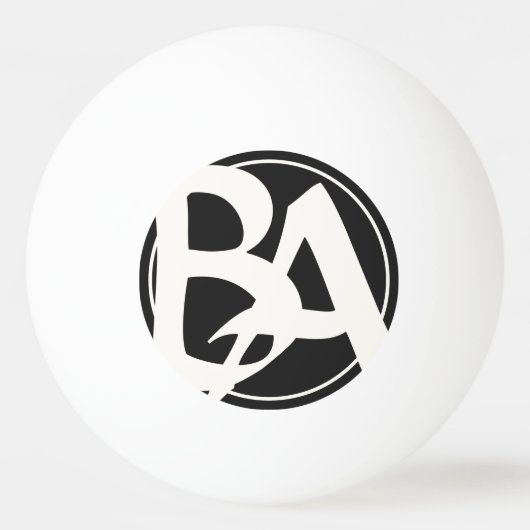 Oversized Initialen in wit en zwart Pingpongbal (Voorkant)