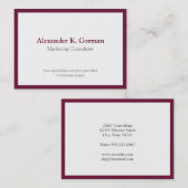 Oversized klassieke bordeauxrode grens vast beroep visitekaartje (Voorkant / Achterkant)
