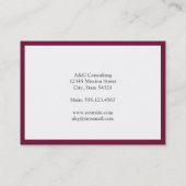 Oversized klassieke bordeauxrode grens vast beroep visitekaartje (Achterkant)