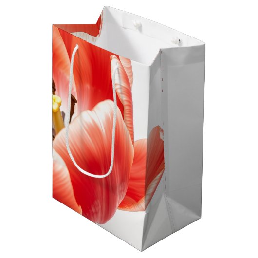 Oversized Koraal Aquarel Tulp Lente Medium Cadeauzakje (Voorkant Gekanteld)