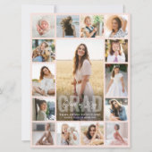 Oversized Photo Collage Blush Pink Graduation Aankondiging (Voorkant)