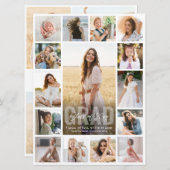 Oversized Photo Collage Modern Overlay Graduation Aankondiging (Voorkant / Achterkant)