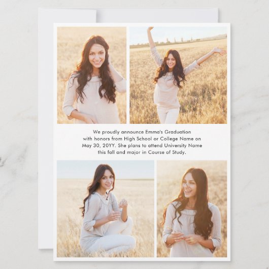 Oversized Photo Collage Modern Overlay Graduation Aankondiging (Achterkant)