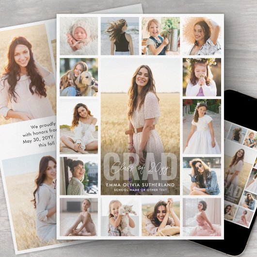 Oversized Photo Collage Modern Overlay Graduation Aankondiging