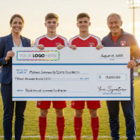 Oversized promotiecheque met bedrijfslogo