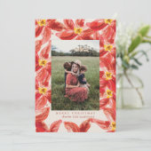 Oversized Rode Poinsettia Foto Kerstkaart Kaart (Staand voorkant)
