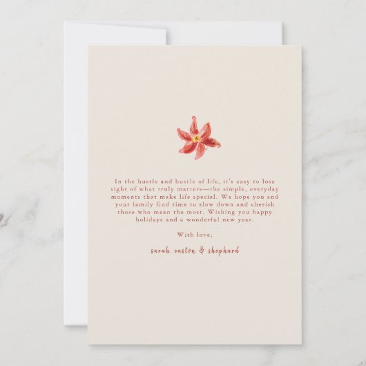 Oversized Rode Poinsettia Foto Kerstkaart Kaart (Achterkant)