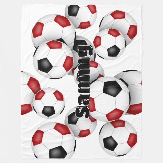 Oversized rode zwarte voetballen atletische inrich fleece deken (Voorkant)