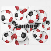 Oversized rode zwarte voetballen atletische inrich fleece deken (Voorkant (Horizontaal))