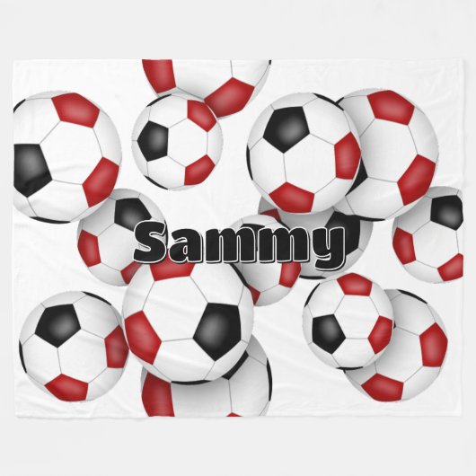 Oversized rode zwarte voetballen atletische inrich fleece deken (Voorkant (Horizontaal))