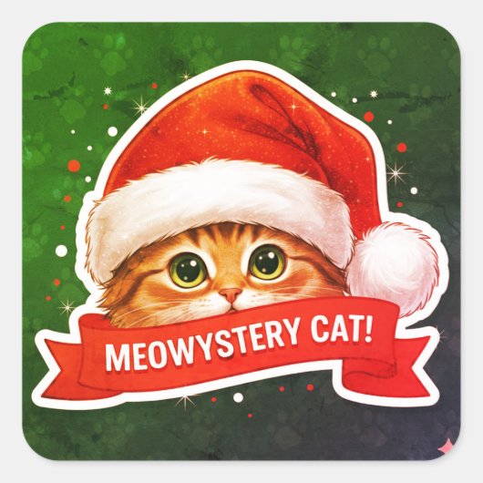 Oversized Santa Hat Cat Sticker – Cute Hidden Eyes (Voorkant)
