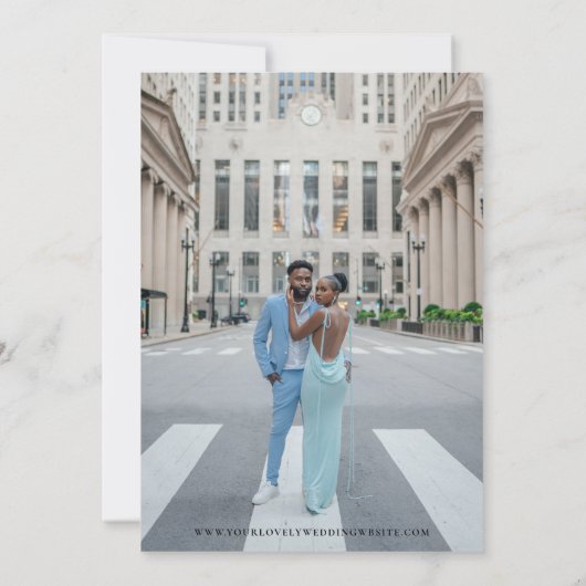 Oversized Script Monogram Stijlvolle foto bruiloft Kaart (Achterkant)