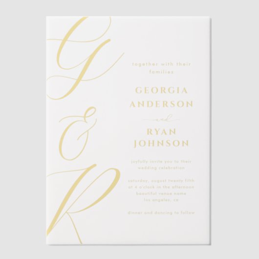 Oversized Script Monogram Wedding Vellum Uitnodigingen (Voorkant)