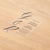 Oversized scriptmonogram transparant acryl uitnodigingen (Laagn)
