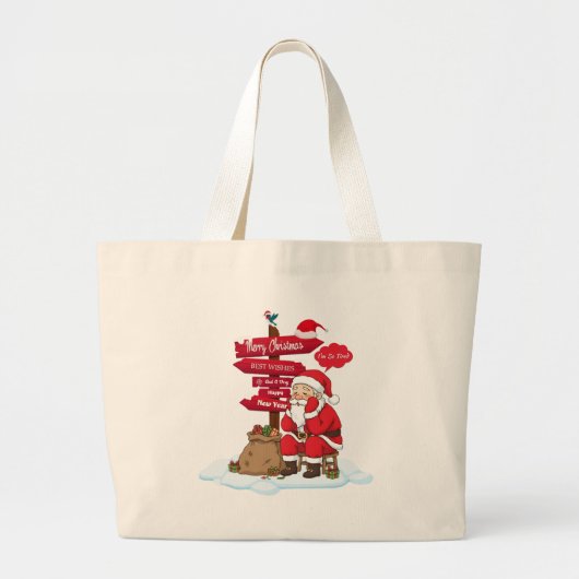 Oversized Stressed Santa Merry Christmas JUMBO Can Grote Tote Bag (Voorkant)