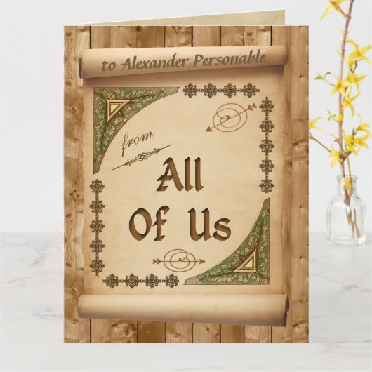 Oversized van ons allemaal  Scroll Aangepaste naam Kaart (Gele Bloem)
