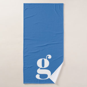 Oversized Vetgedrukte Kleine Monogram Blauwe Perso Badhanddoek