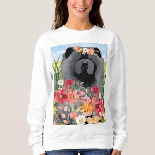 OVERSPOELD MET LICHT Zwart - Blauw Chow Dog  shirt (Voorkant)